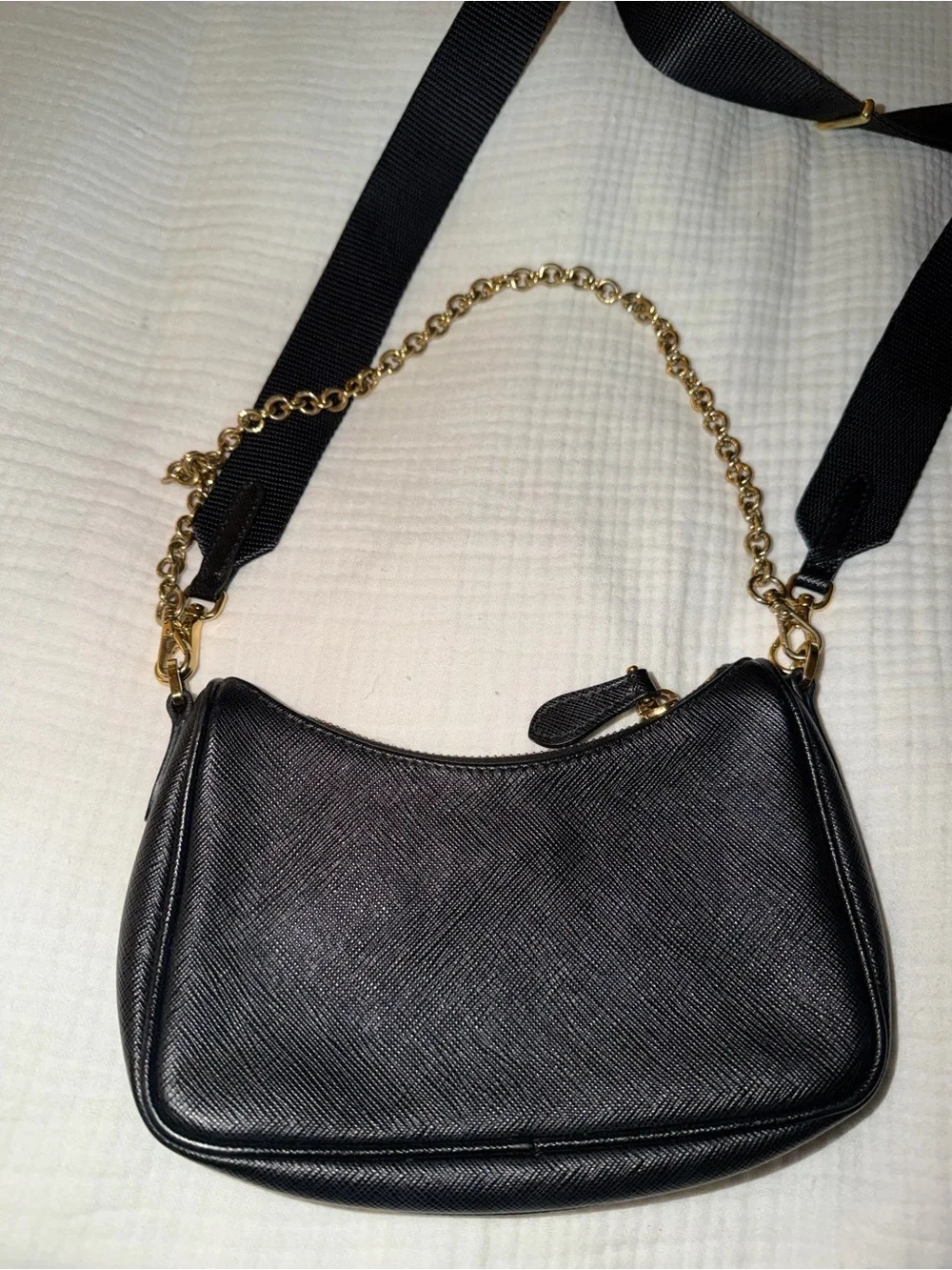 PRADA Black Saffiano Re-Edition Bag Leather
